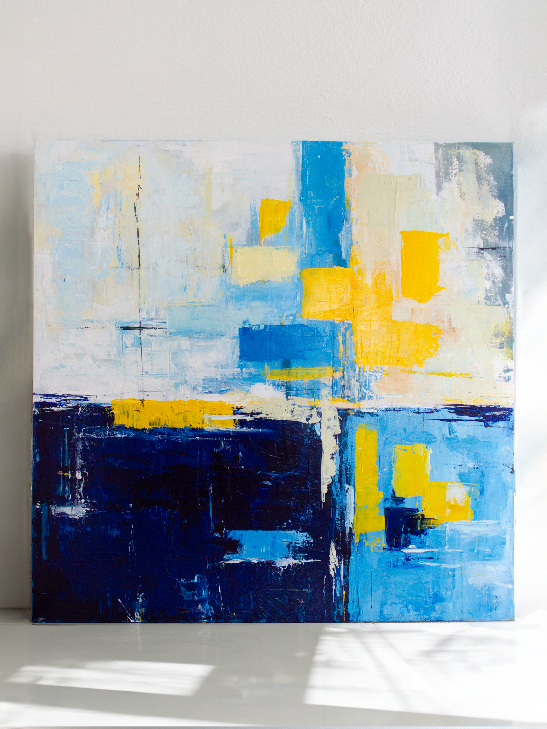 最高級のスーパー Blue Horizon | Abstract Acrylic Painting | 36x36 絵画