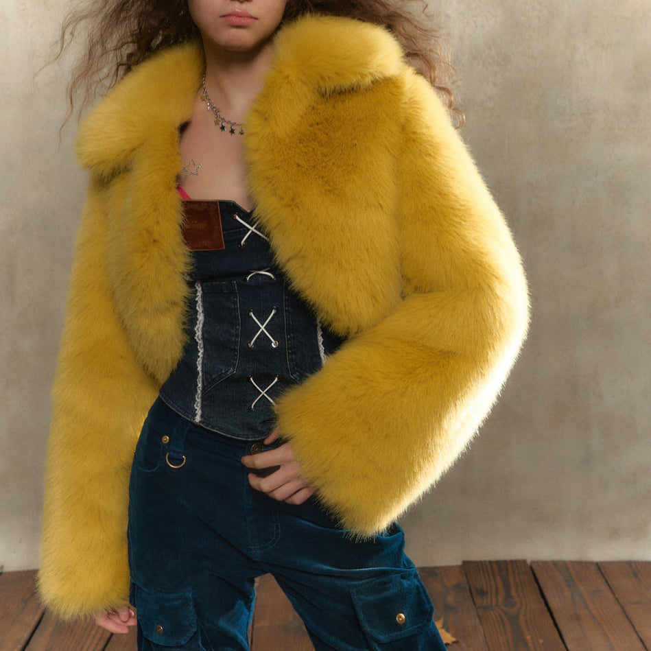 Universe Faux Fur Cropped Coat