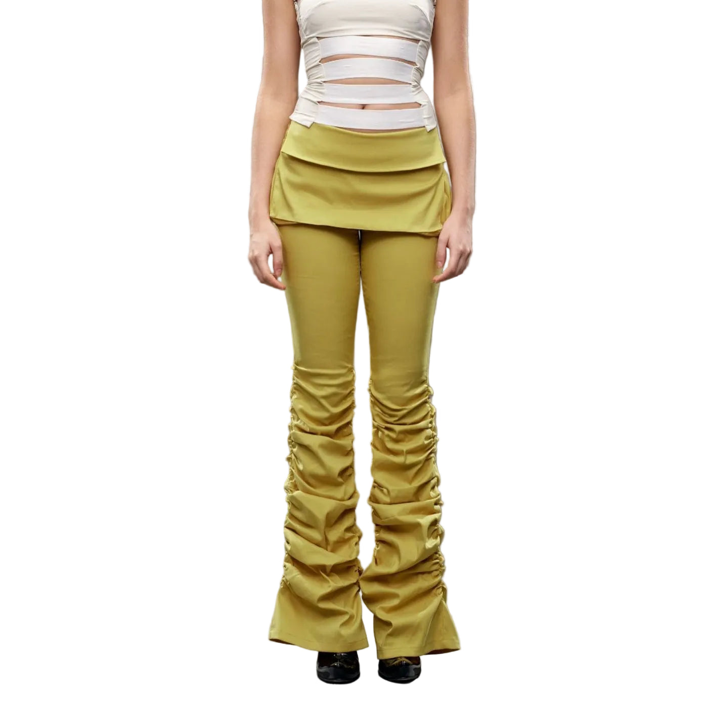 CSFC Yellow Ruched Flare Pants