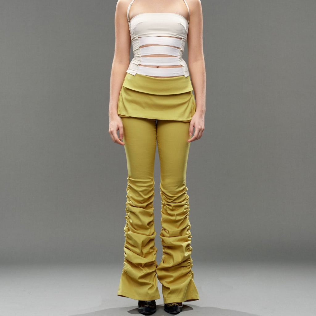 CSFC Yellow Ruched Flare Pants