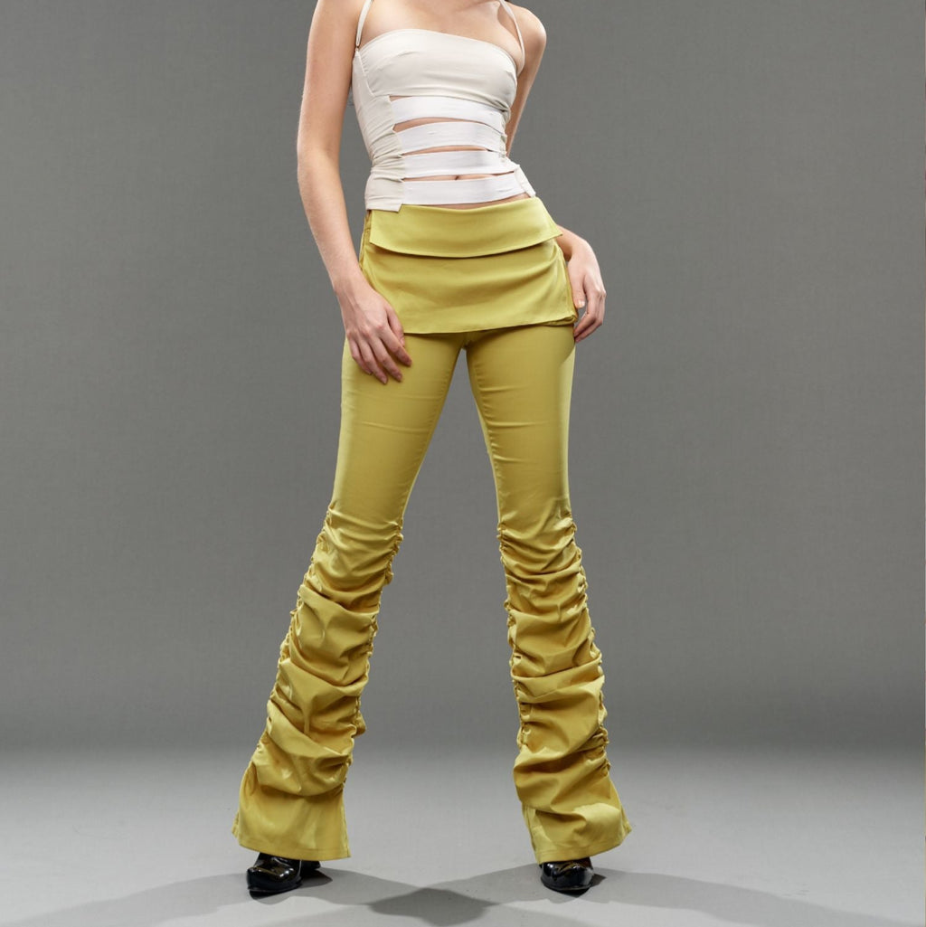 CSFC Yellow Ruched Flare Pants