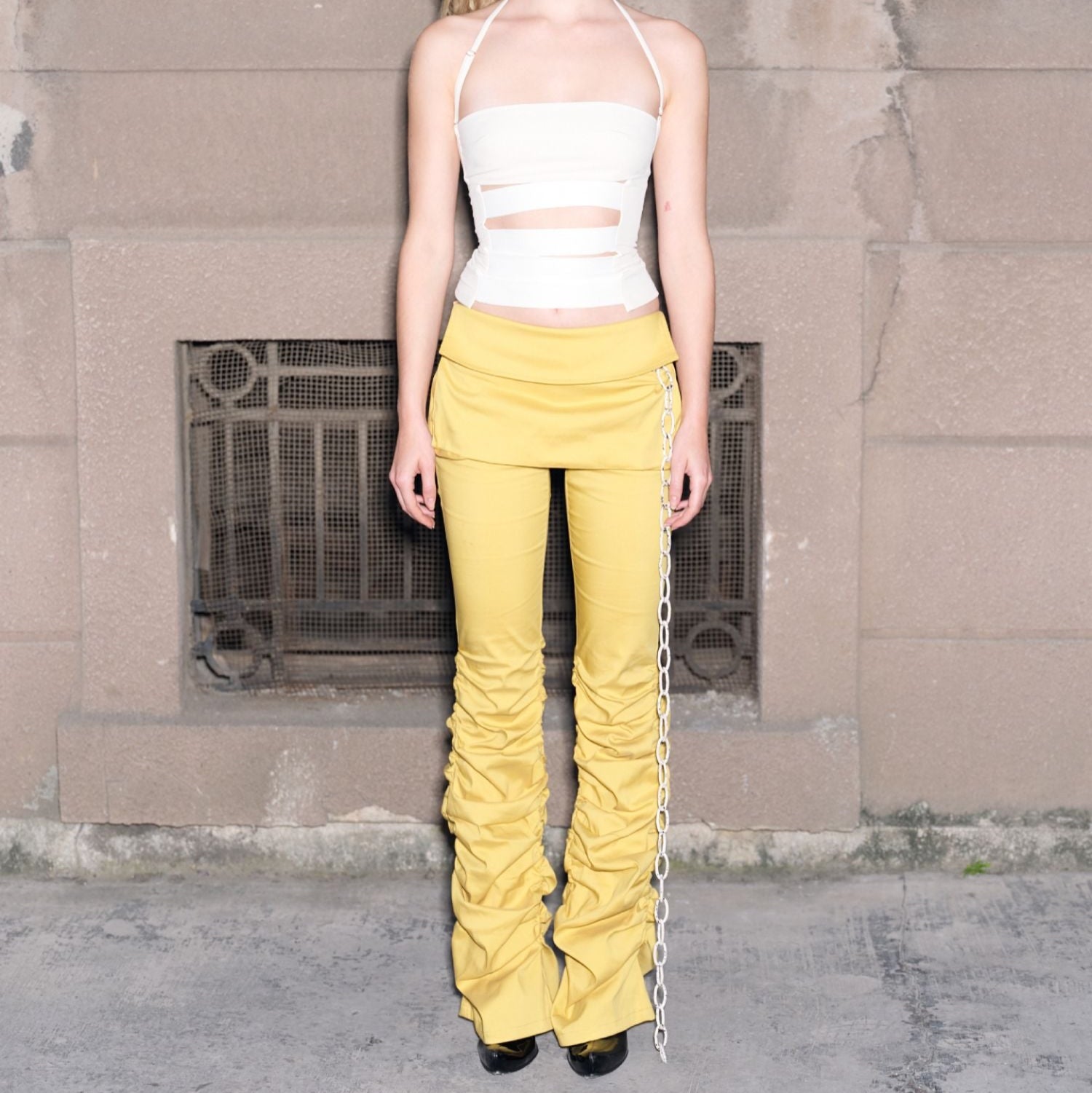 CSFC Yellow Ruched Flare Pants