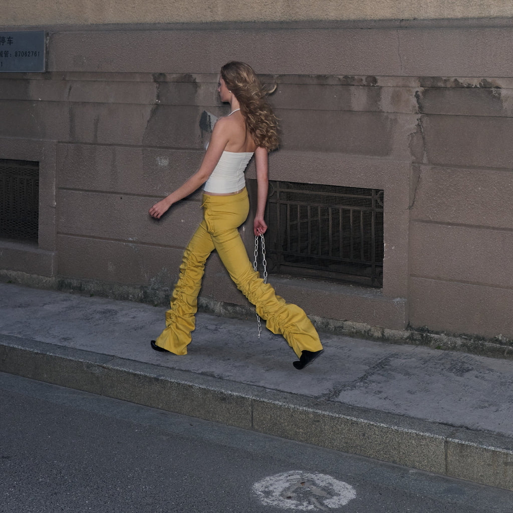 CSFC Yellow Ruched Flare Pants