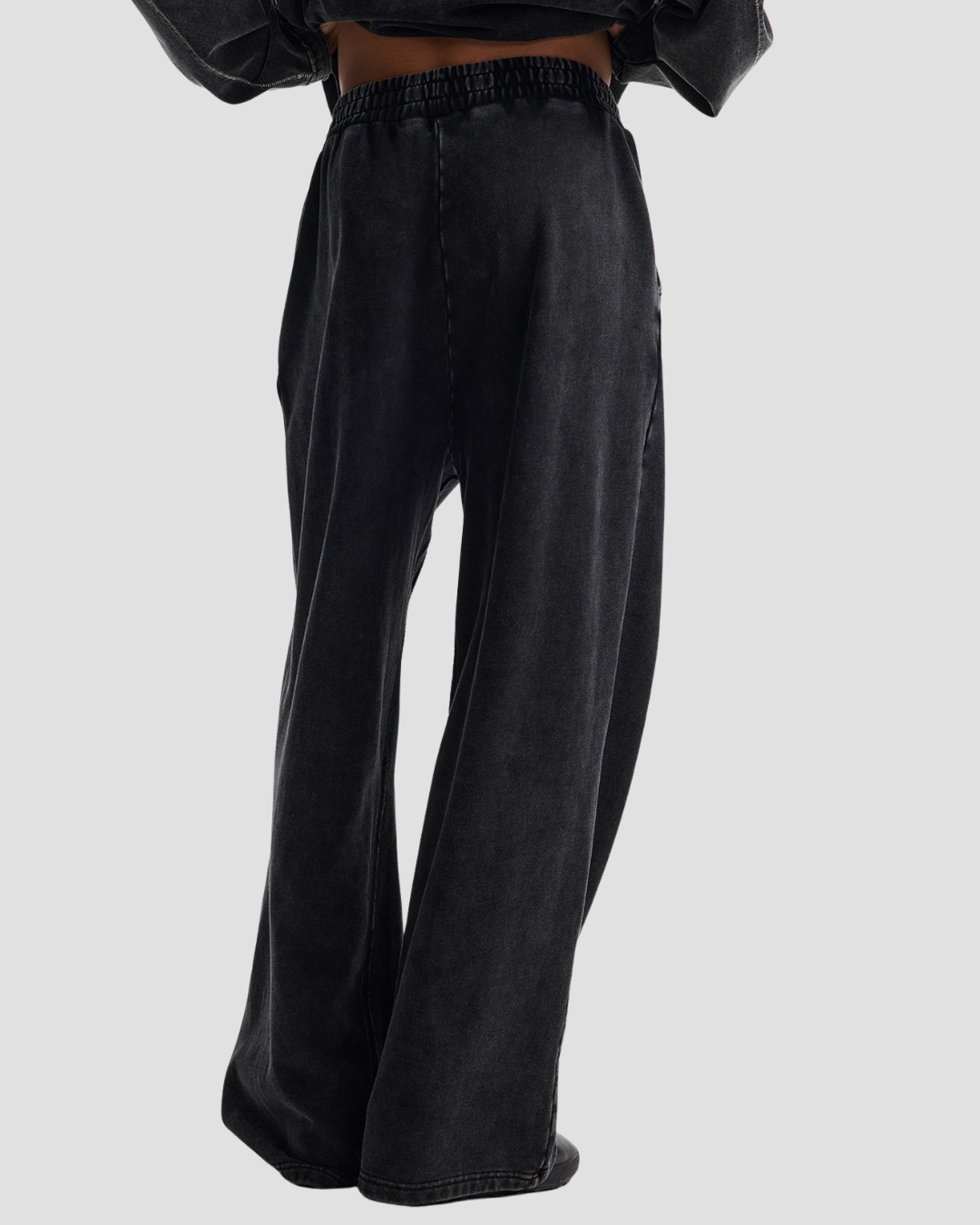 Unisex Acid Wash Wide-Leg Jogger Sweatpants | Vintage Black