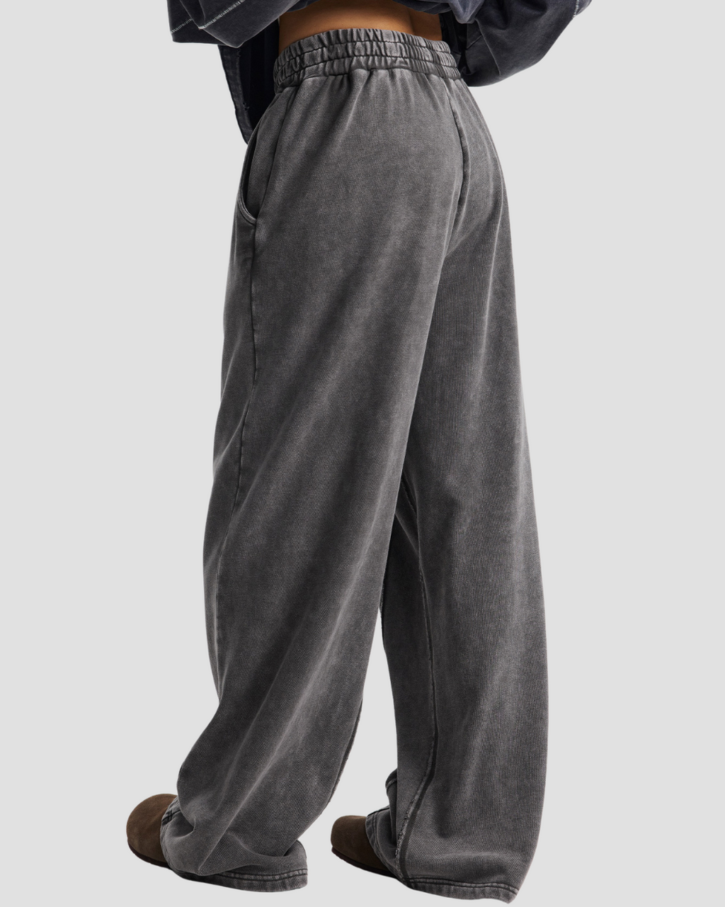 Unisex Acid Wash Wide-Leg Jogger Sweatpants | Vintage Grey