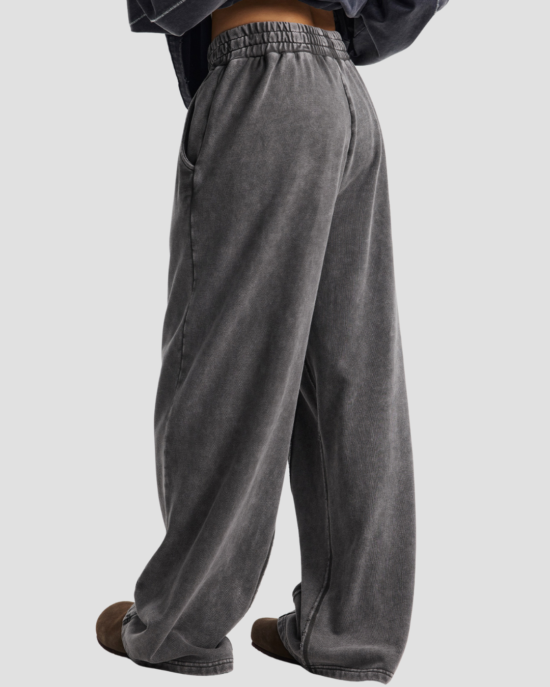 Unisex Acid Wash Wide-Leg Jogger Sweatpants | Vintage Grey
