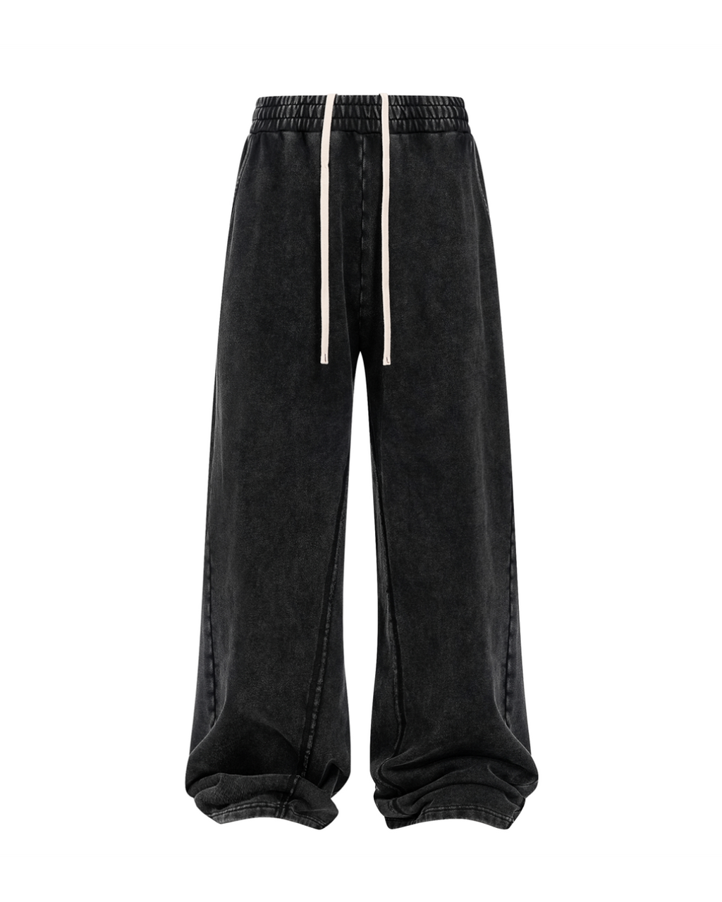 Unisex Acid Wash Wide-Leg Jogger Sweatpants | Vintage Black