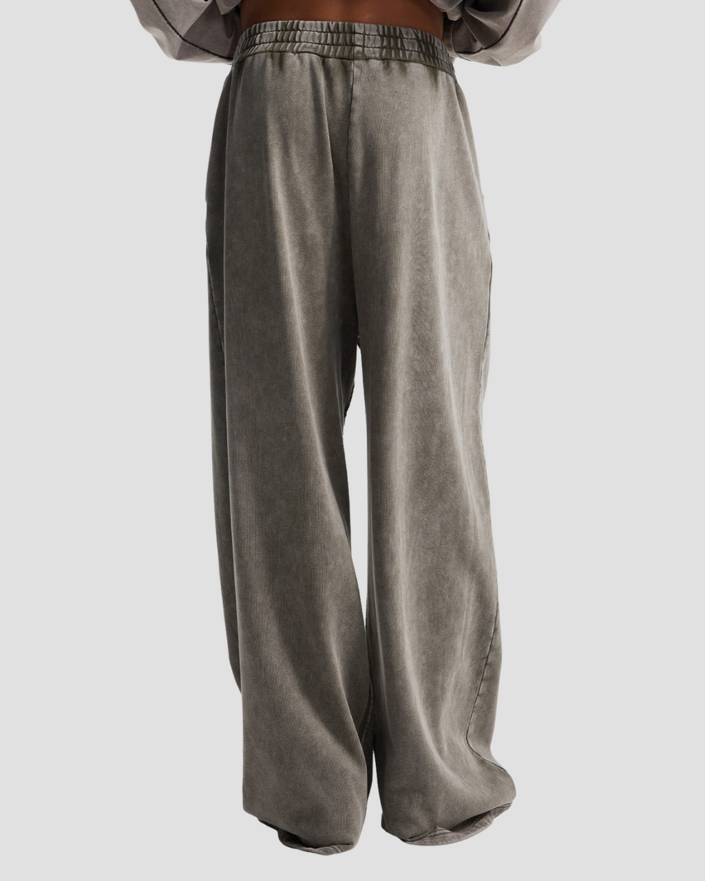 Unisex Acid Wash Wide-Leg Jogger Sweatpants | Vintage Brown