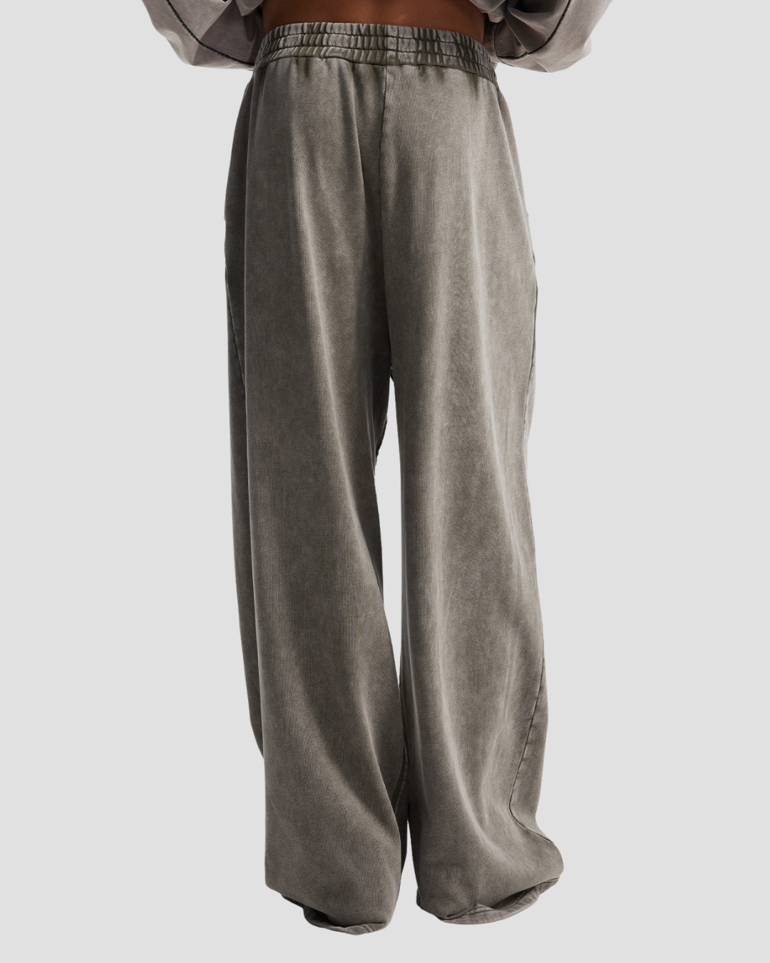 Unisex Acid Wash Wide-Leg Jogger Sweatpants | Vintage Brown