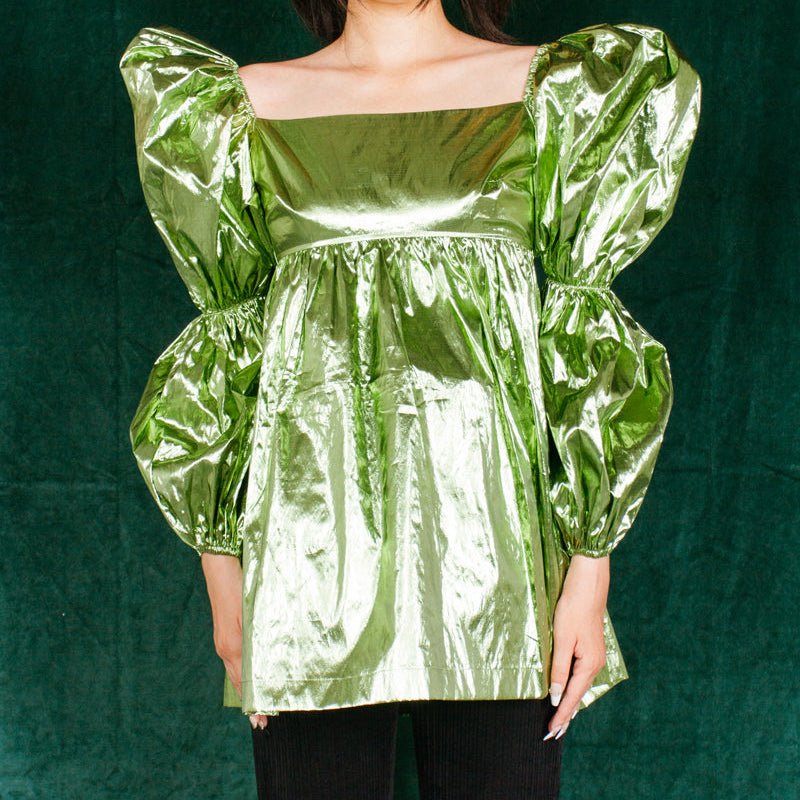 Rejina Pyo Kayla Gathered Lamé Top NWT US 6