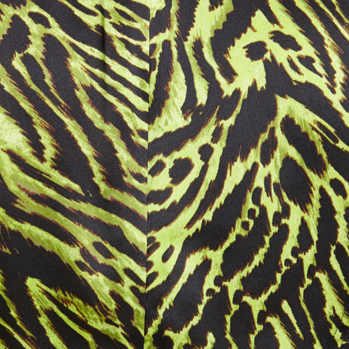 GANNI Tiger Print Silk Blend Satin Top in Lime Green NWT US 4
