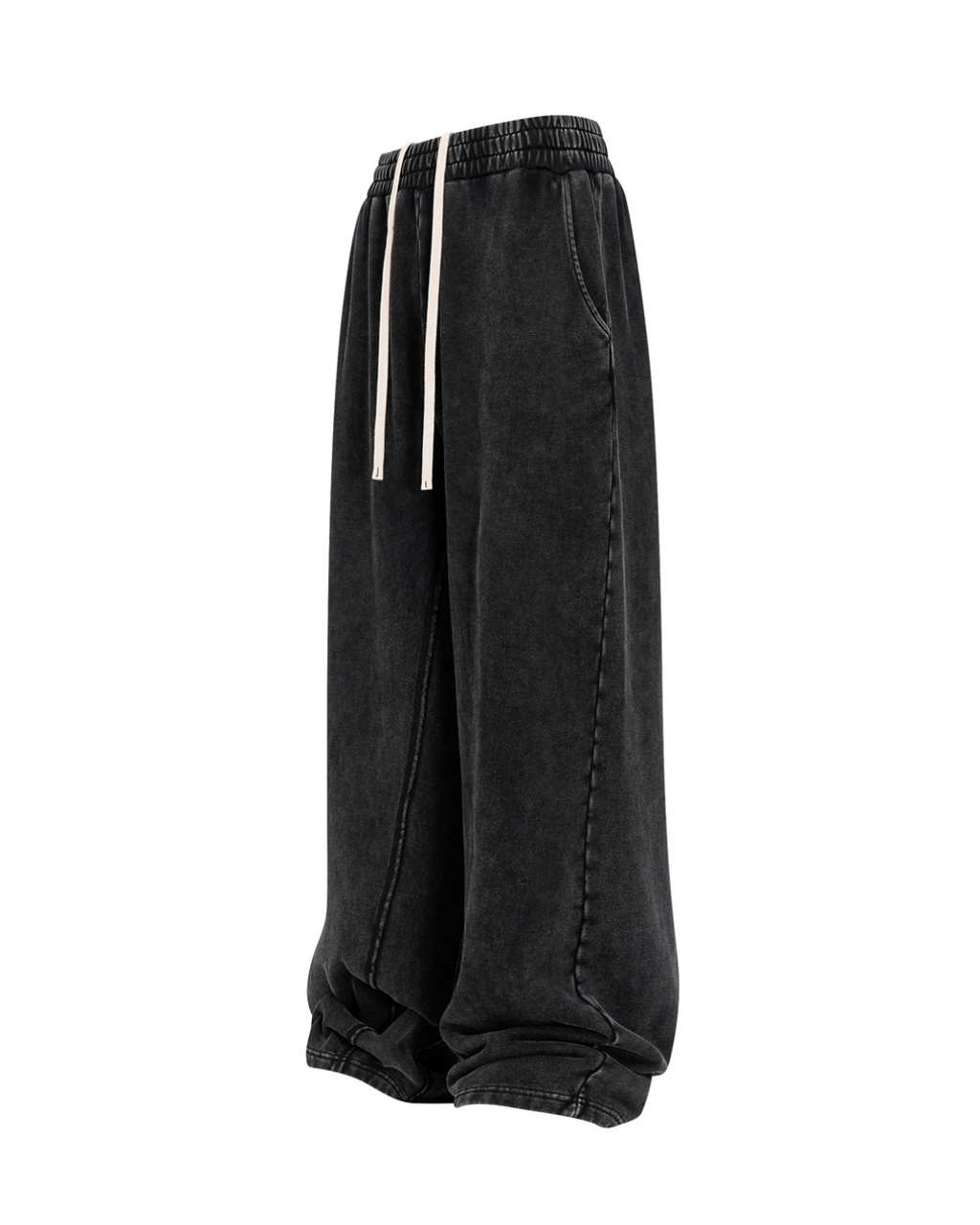 Unisex Acid Wash Wide-Leg Jogger Sweatpants | Vintage Black