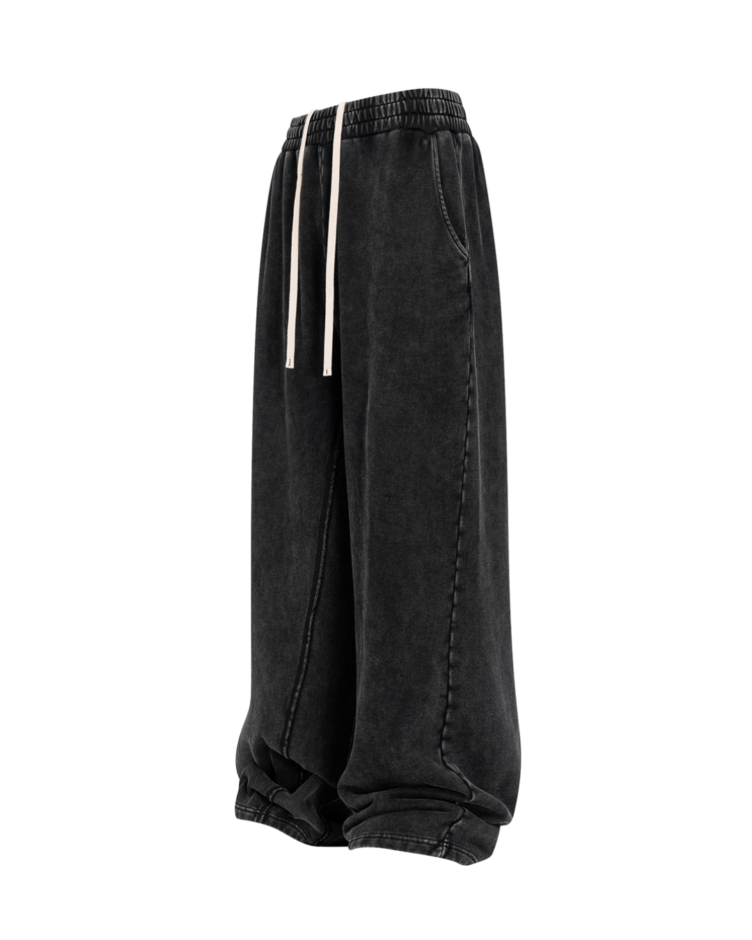 Unisex Acid Wash Wide-Leg Jogger Sweatpants | Vintage Black