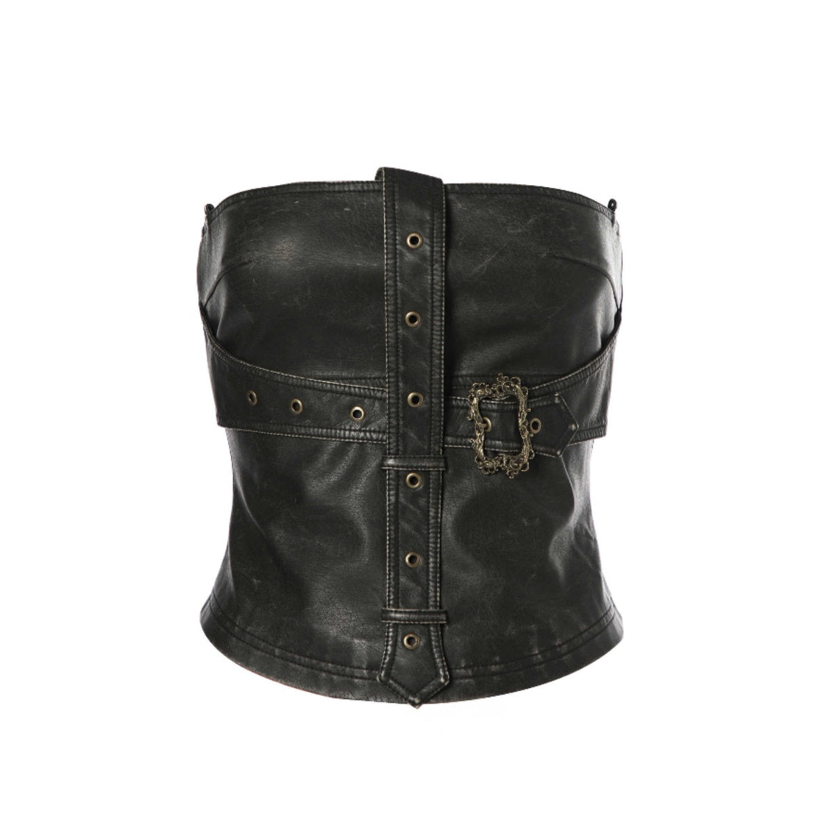 CSFC Washed Leather Distress Corset Top