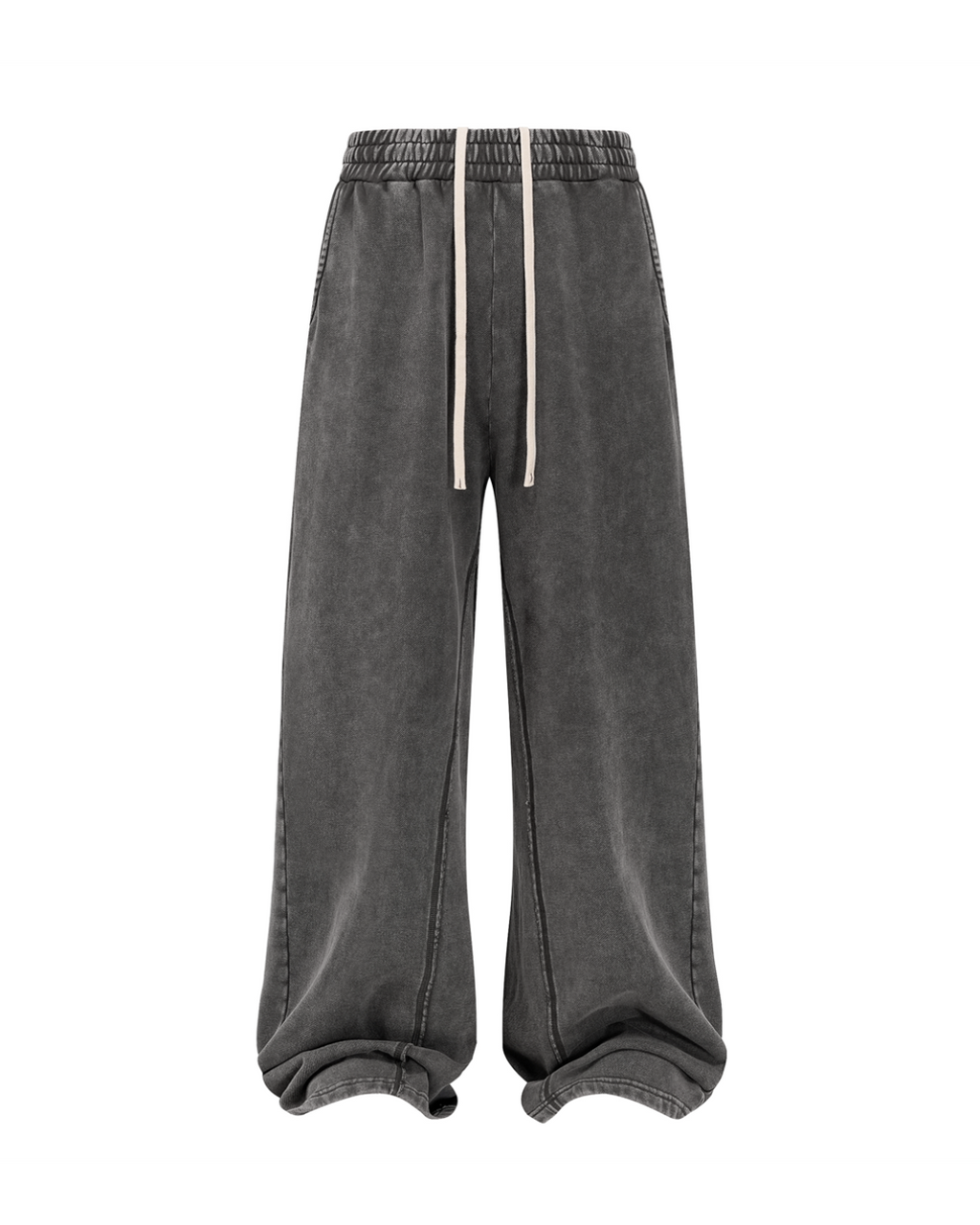 Unisex Acid Wash Wide-Leg Jogger Sweatpants | Vintage Grey