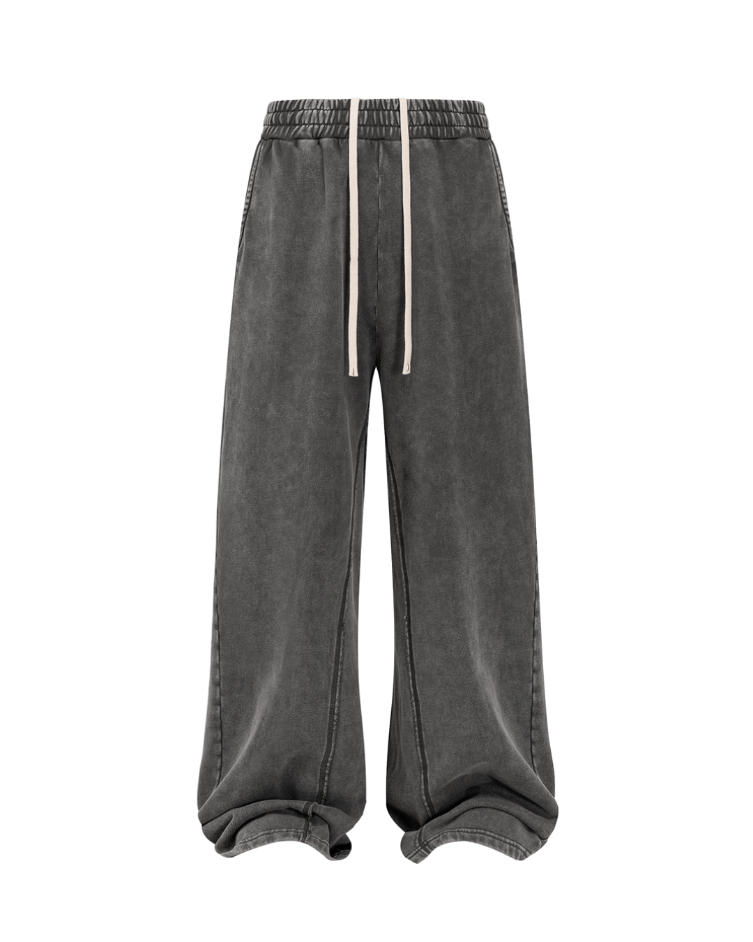 Unisex Acid Wash Wide-Leg Jogger Sweatpants | Vintage Grey