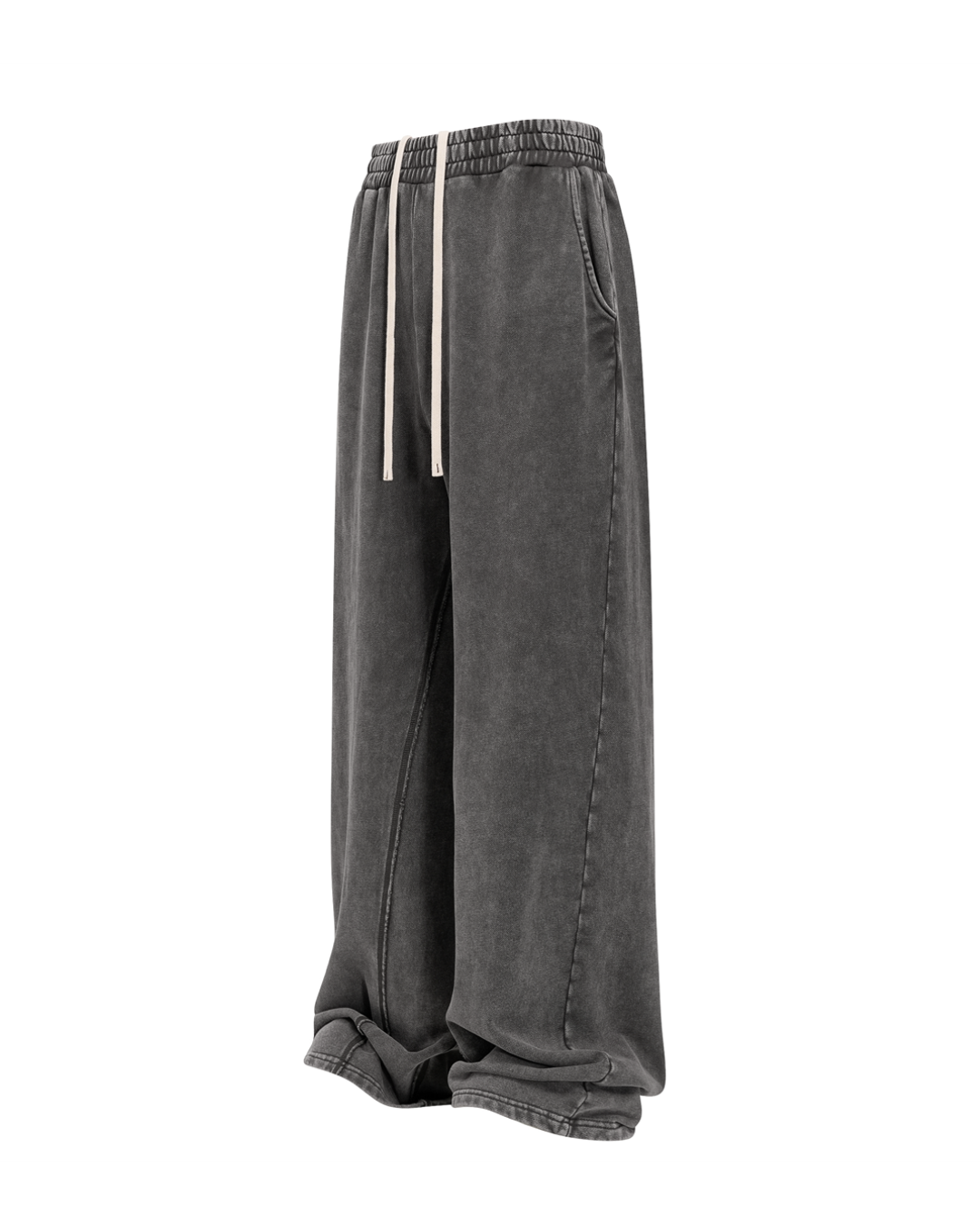 Unisex Acid Wash Wide-Leg Jogger Sweatpants | Vintage Grey