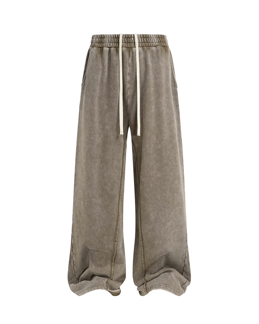 Unisex Acid Wash Wide-Leg Jogger Sweatpants | Vintage Brown