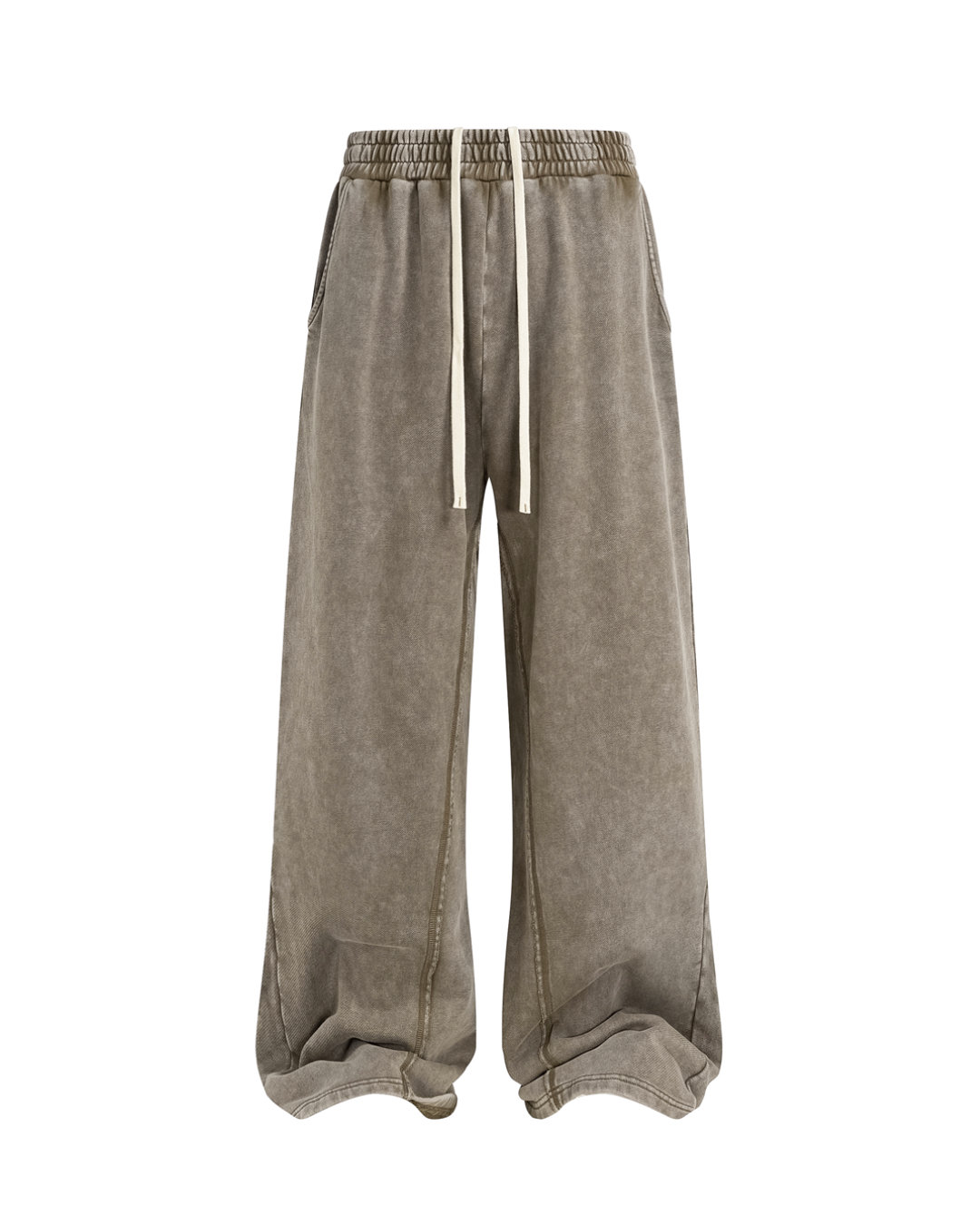 Unisex Acid Wash Wide-Leg Jogger Sweatpants | Vintage Brown