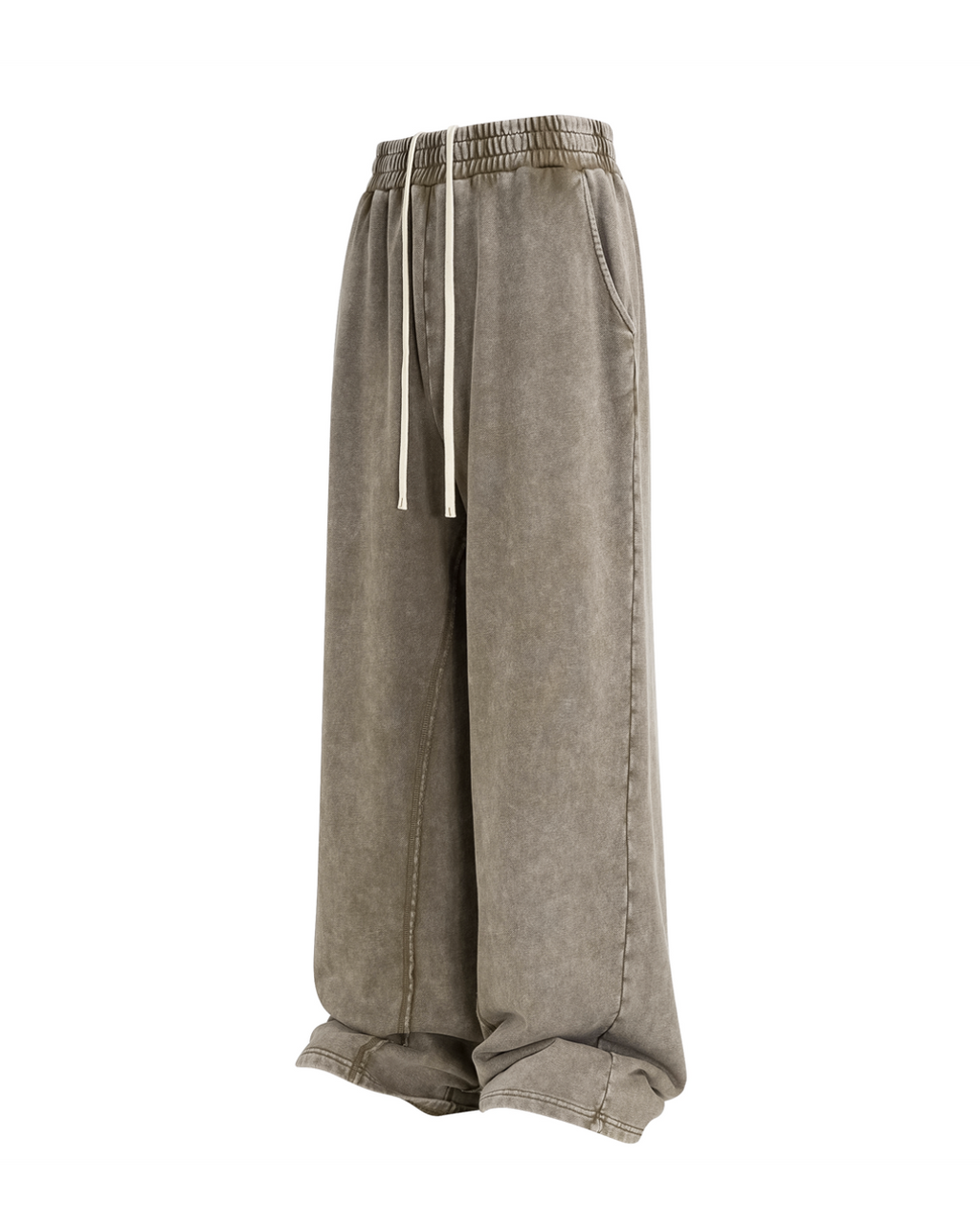 Unisex Acid Wash Wide-Leg Jogger Sweatpants | Vintage Brown