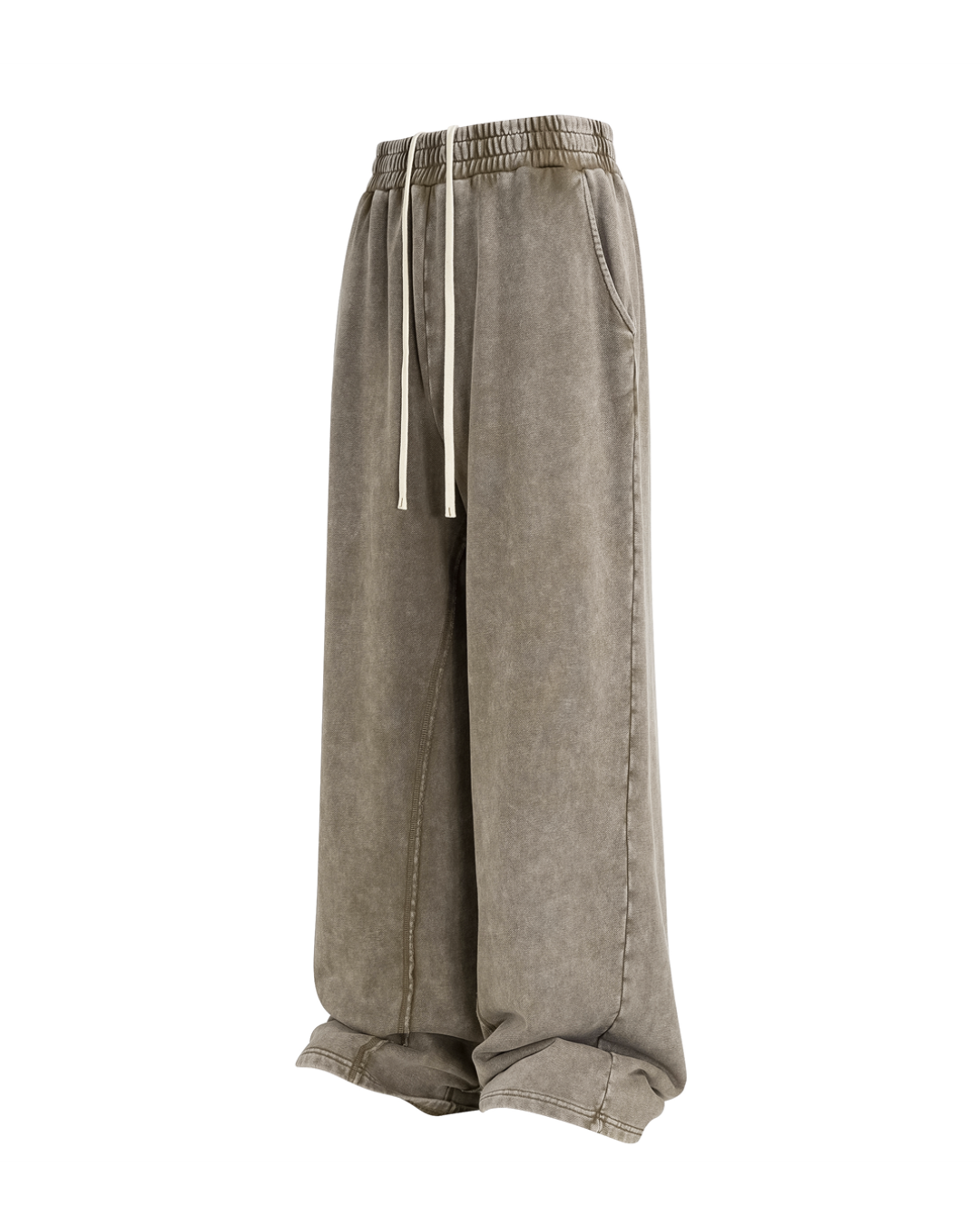Unisex Acid Wash Wide-Leg Jogger Sweatpants | Vintage Brown