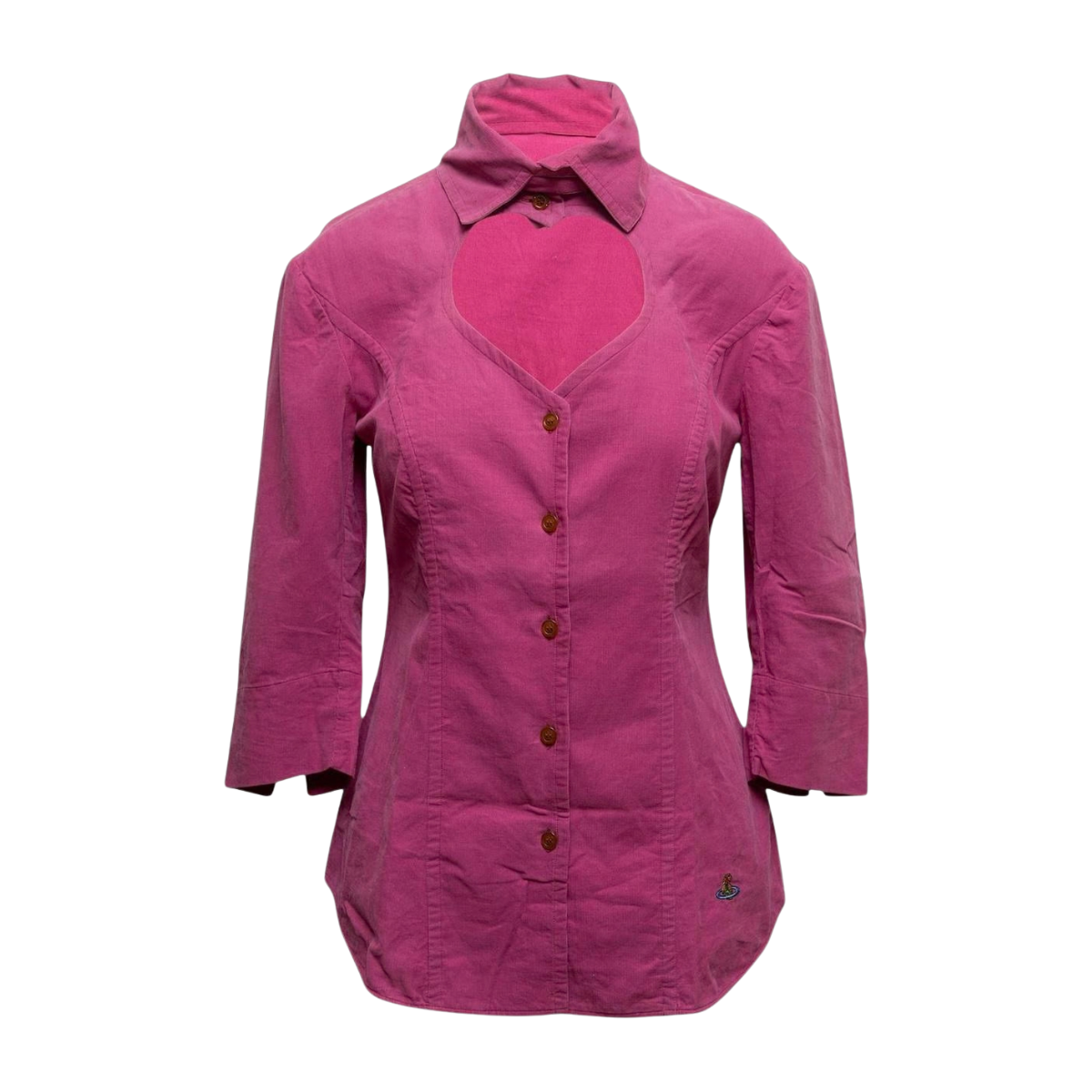 SUPRE RARE Vivienne Westwood Red Label Magenta Corduroy Heart Cutout Top IT 38