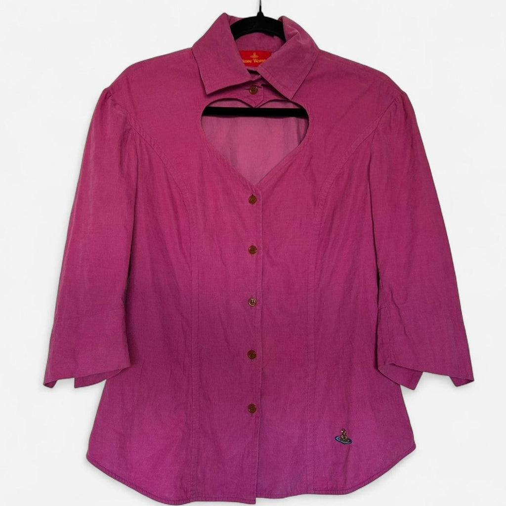 SUPRE RARE Vivienne Westwood Red Label Magenta Corduroy Heart Cutout Top IT 38