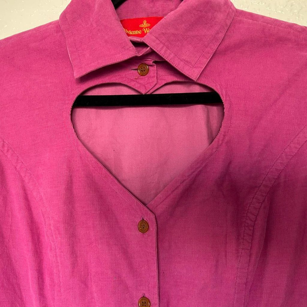 SUPRE RARE Vivienne Westwood Red Label Magenta Corduroy Heart Cutout Top IT 38