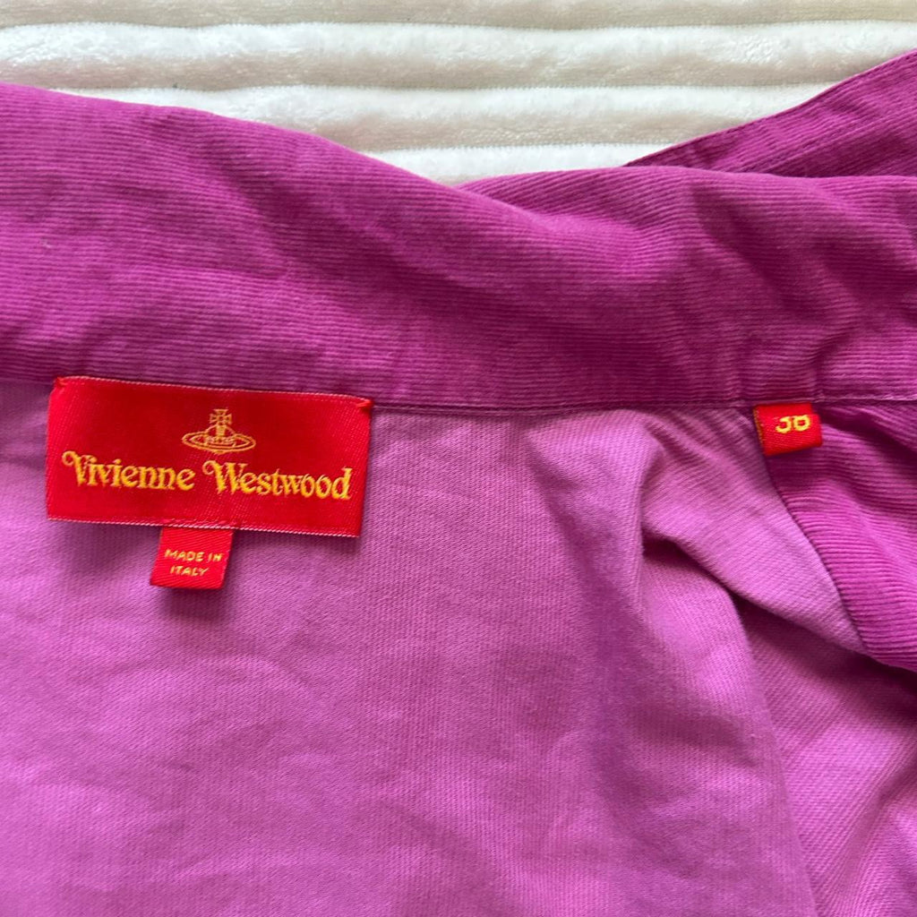 SUPRE RARE Vivienne Westwood Red Label Magenta Corduroy Heart Cutout Top IT 38