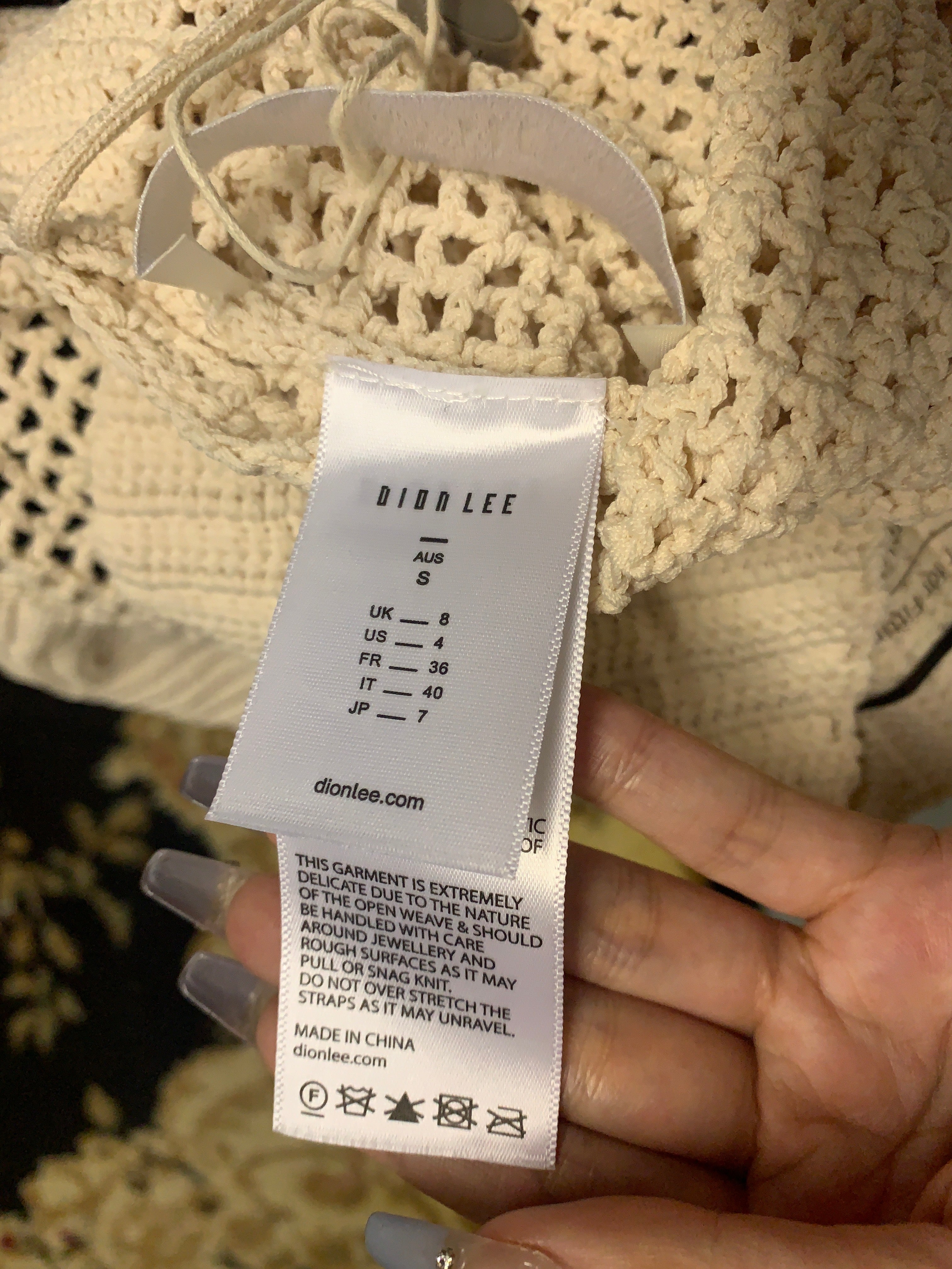 Dion Lee Crochet Knit Halter Neck Bodysuit in Ivory